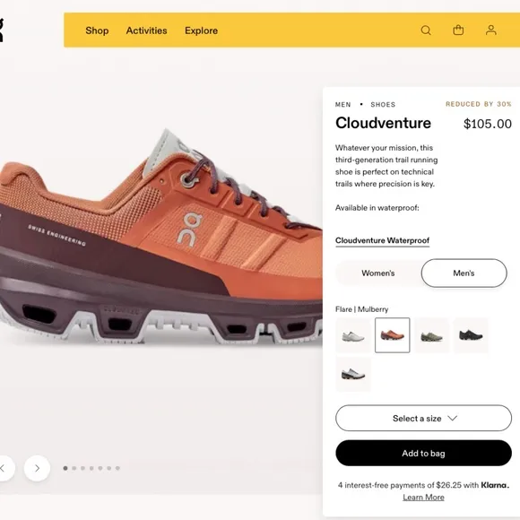 ON® CloudTec®  |  CLOUDVENTURE™  |  RUNNING SHOES  |  US-MEN-12.5   |  XLNT  |
