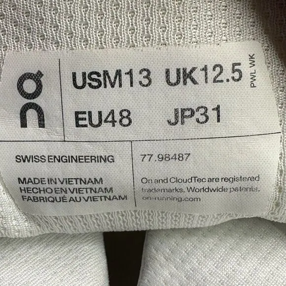 ON CloudNova Mens Size 13 Shoes White/Undyed Cloudtec Athletic Running Sneakers