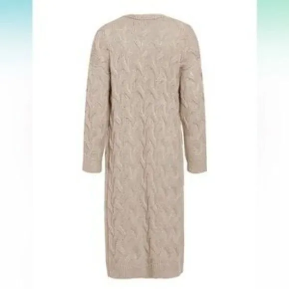 Open Front Cardigan Sweater Long Sleeve Chunky Cable