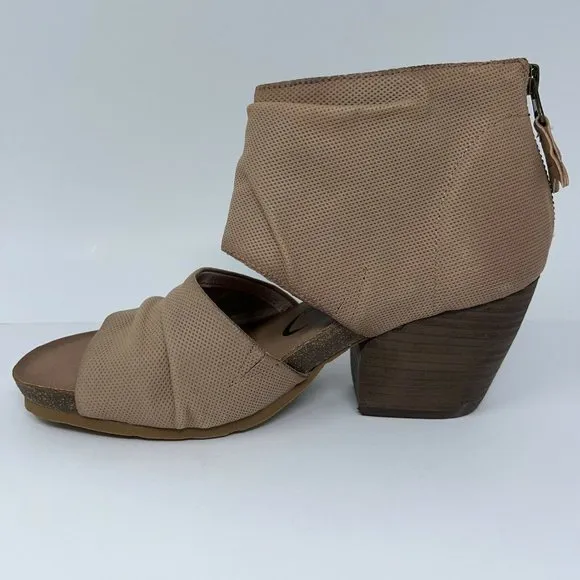 OTBT Womens Patchouli Mauve Open Toe Leather Stacked Sandals Heels Shoes 8.5 New