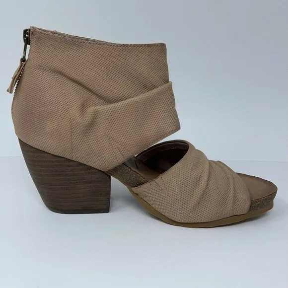 OTBT Womens Patchouli Mauve Open Toe Leather Stacked Sandals Heels Shoes 8.5 New