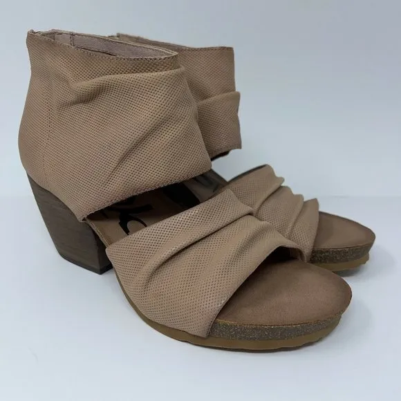 OTBT Womens Patchouli Mauve Open Toe Leather Stacked Sandals Heels Shoes 8.5 New