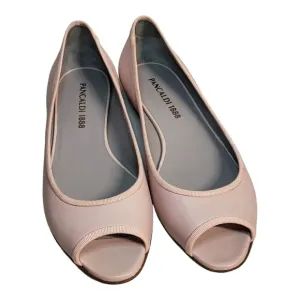 Pancaldi Open Toe Flat Leather  Shoes Sz 37 Italy NEW