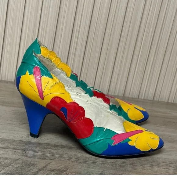 PARADOX by ZALO Multicolored Leather Kitten Heels Women’s Size 6M