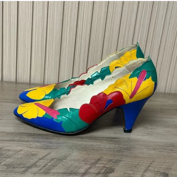 PARADOX by ZALO Multicolored Leather Kitten Heels Women’s Size 6M
