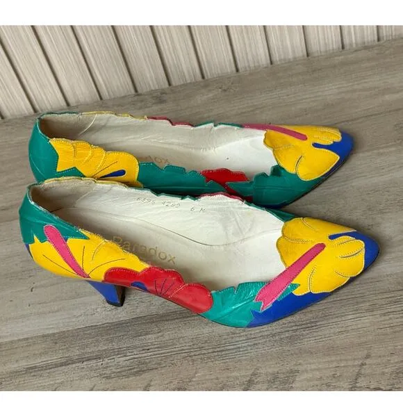 PARADOX by ZALO Multicolored Leather Kitten Heels Women’s Size 6M