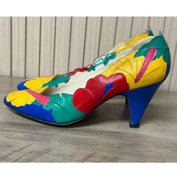 PARADOX by ZALO Multicolored Leather Kitten Heels Women’s Size 6M