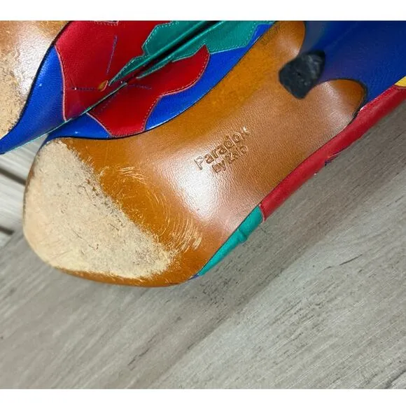 PARADOX by ZALO Multicolored Leather Kitten Heels Women’s Size 6M