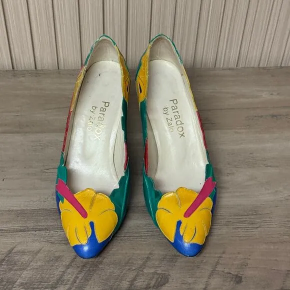 PARADOX by ZALO Multicolored Leather Kitten Heels Women’s Size 6M