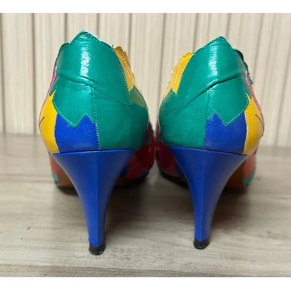 PARADOX by ZALO Multicolored Leather Kitten Heels Women’s Size 6M
