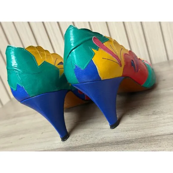 PARADOX by ZALO Multicolored Leather Kitten Heels Women’s Size 6M