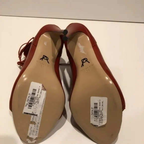 Paul Andrew Lace Up Red Leather Sandals Size 39EU NEW
