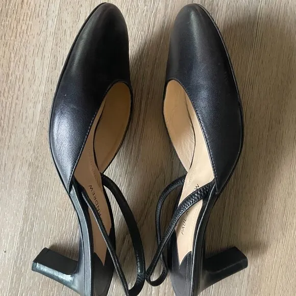 Paul Andrew Women's Black Leather Sling Back Closed Toe Heel Shoes 36 (6)