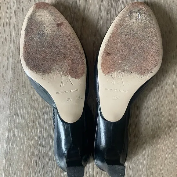 Paul Andrew Women's Black Leather Sling Back Closed Toe Heel Shoes 36 (6)
