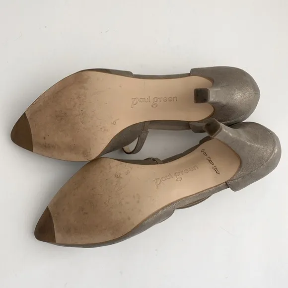 Paul Green Leather Strap Pumps Heels Tan US size 7