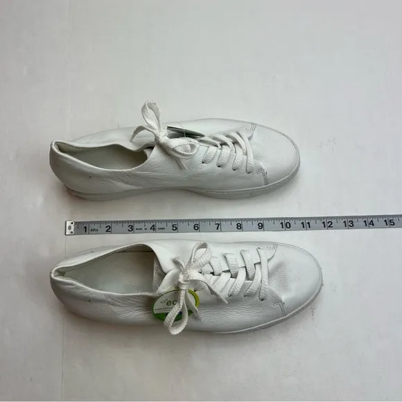 Paul Green‎ White Leather Sneaker Womens Size US 9.5 Lace-up Preppy NWOT *FLAWED
