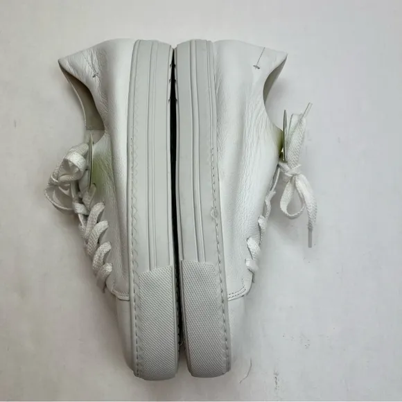 Paul Green‎ White Leather Sneaker Womens Size US 9.5 Lace-up Preppy NWOT *FLAWED