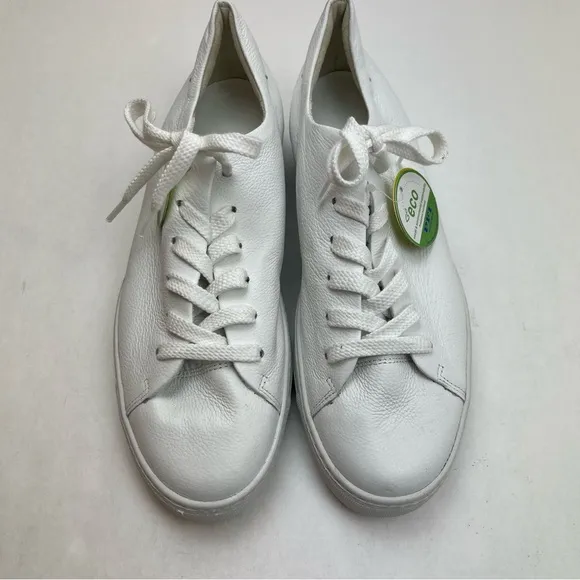 Paul Green‎ White Leather Sneaker Womens Size US 9.5 Lace-up Preppy NWOT *FLAWED