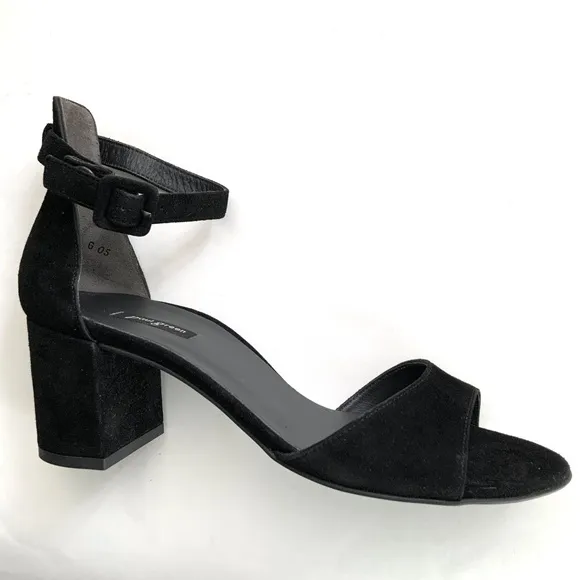 Paul Green Women's Agusta Black Suede Ankle Strap Block Heel Sandals 9.5