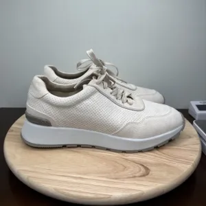 Peter Millar Crown Wayfare Runner Shoes Mens 10.5M Ivory Suede Leather Lace Up