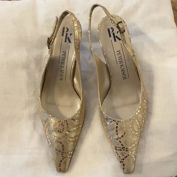 PETER KAISER GOLD MIRO SHOES.  NEW