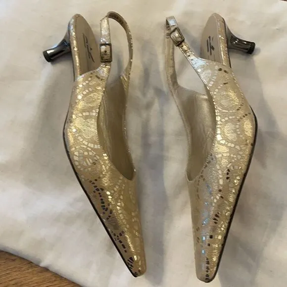 PETER KAISER GOLD MIRO SHOES.  NEW