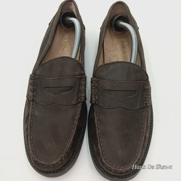 POLO RALPH LAUREN Men's Leather Penny Loafer Brown US 12