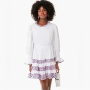 POMANDER PLACE by Tuckernuck Purple Floral Tiered Fran Mini Dress Size M