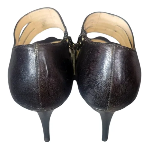 Prada Black Elegant Women's Leather Stilleto Platform Heels Sz 38