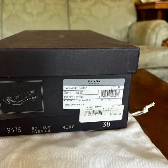 Prada Women's Black Leather Shoes size EURO 38