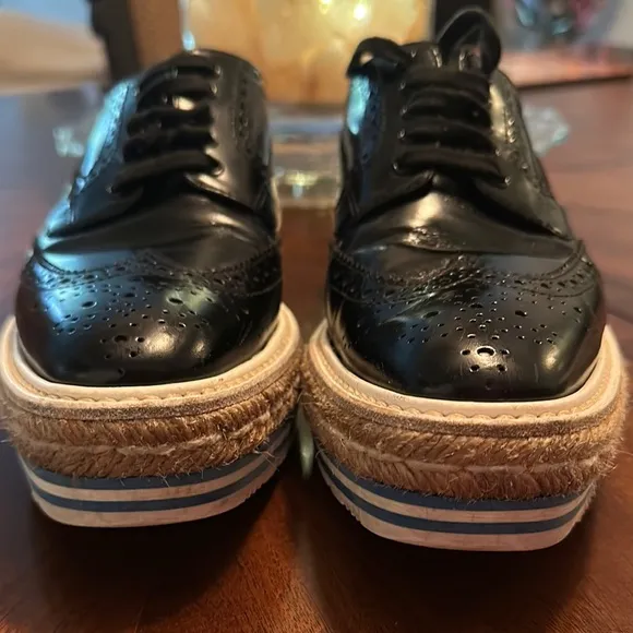 Prada Women’s Leather Platform Brogue Derby Shoes