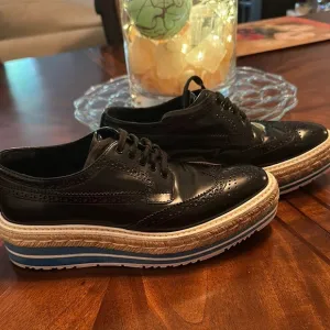 Prada Women’s Leather Platform Brogue Derby Shoes