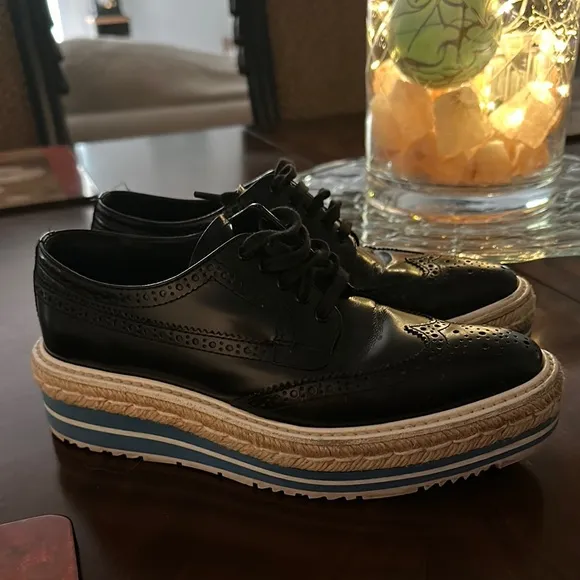Prada Women’s Leather Platform Brogue Derby Shoes