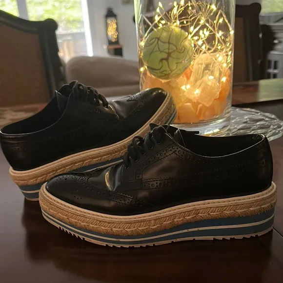 Prada Women’s Leather Platform Brogue Derby Shoes