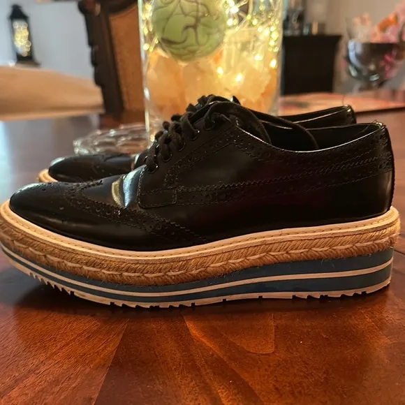 Prada Women’s Leather Platform Brogue Derby Shoes