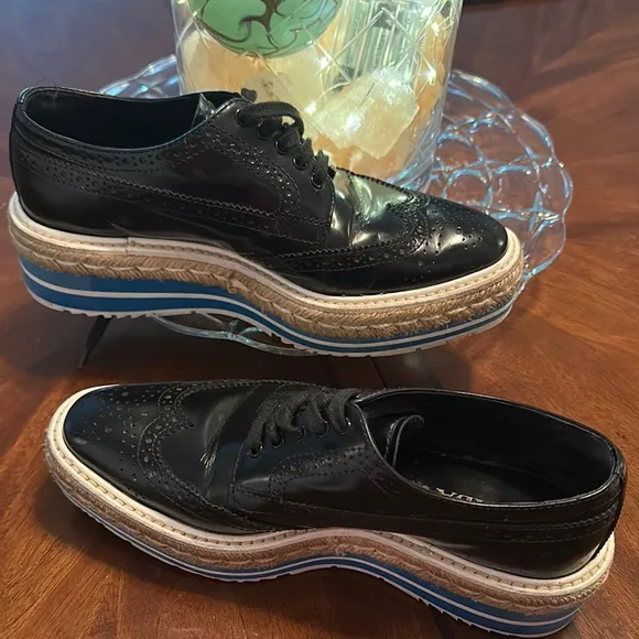 Prada Women’s Leather Platform Brogue Derby Shoes