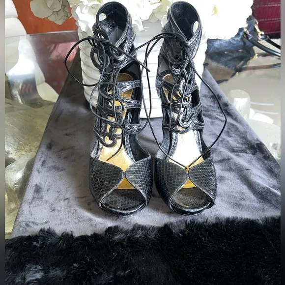 Preloved Alexander McQueen gladiator style Elegant Black Lace-Up Women's Shoes