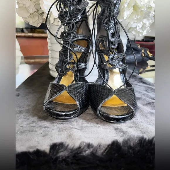 Preloved Alexander McQueen gladiator style Elegant Black Lace-Up Women's Shoes