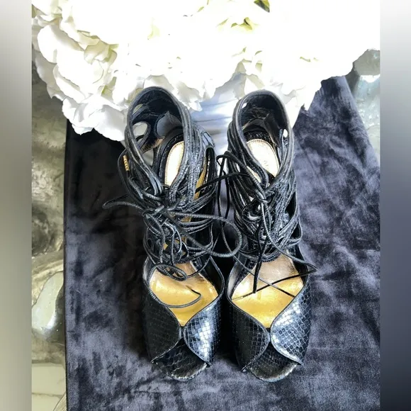Preloved Alexander McQueen gladiator style Elegant Black Lace-Up Women's Shoes