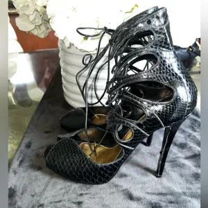 Preloved Alexander McQueen gladiator style Elegant Black Lace-Up Women's Shoes