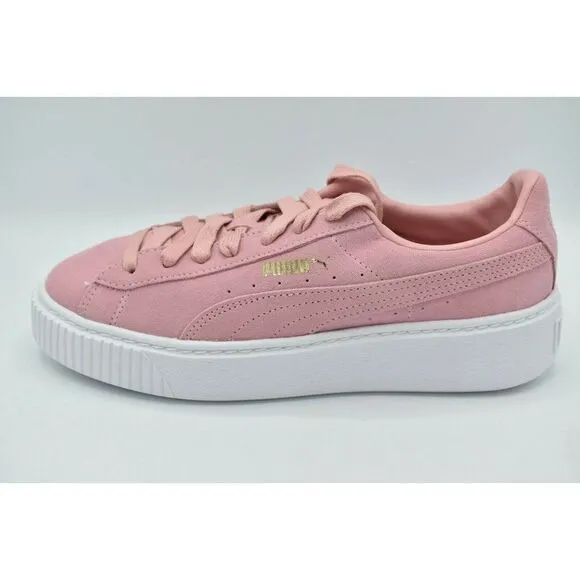 Puma Women Size 8.5 Suede Gold Bridal Rose Pink Metallic Platform Sneakers Shoes