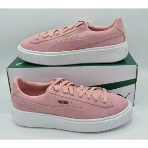 Puma Women Size 8.5 Suede Gold Bridal Rose Pink Metallic Platform Sneakers Shoes