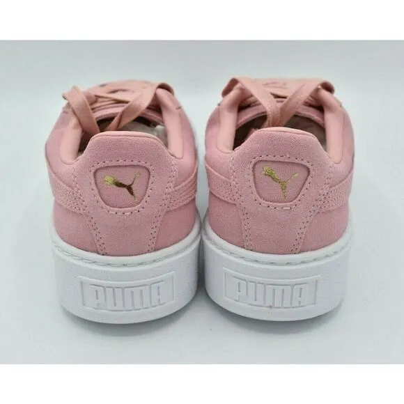 Puma Women Size 8.5 Suede Gold Bridal Rose Pink Metallic Platform Sneakers Shoes