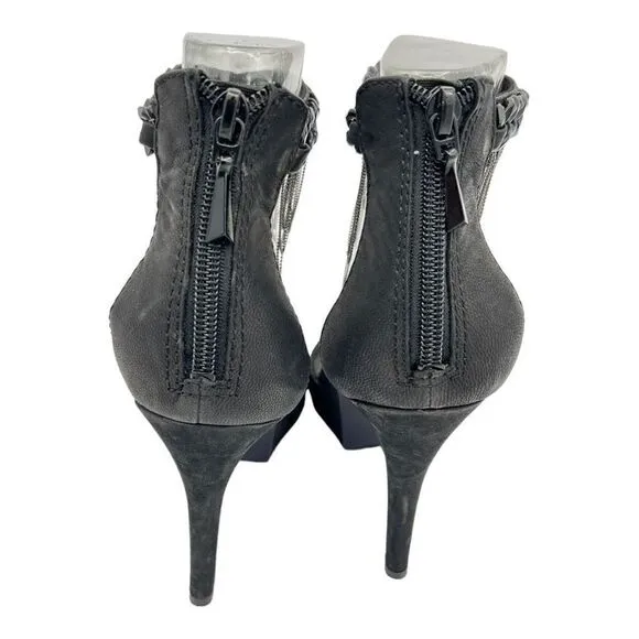 Rachael Roy Black Suede 4” Heels Open Toe | Chain Details