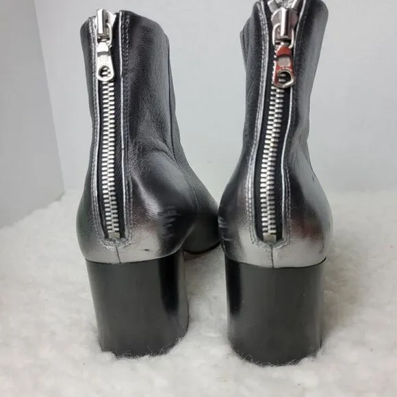 Rag &amp; Bone Drea Womens Boot Size 7.5 Metallic Silver Ankle Bootie Shoes
