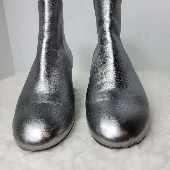 Rag &amp; Bone Drea Womens Boot Size 7.5 Metallic Silver Ankle Bootie Shoes