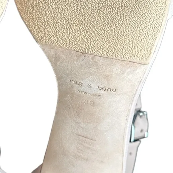 RAG &amp; BONE ELLIS NUDE ANKLE ZIPPER HEELED SANDALS 9
