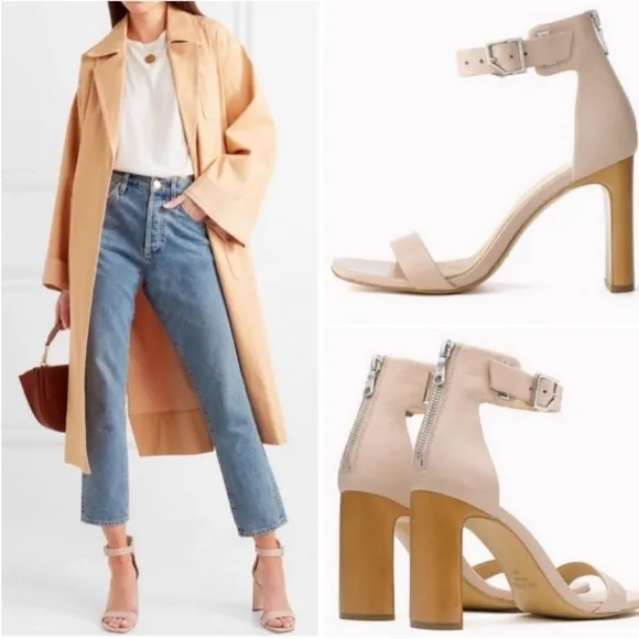 RAG &amp; BONE ELLIS NUDE ANKLE ZIPPER HEELED SANDALS 9