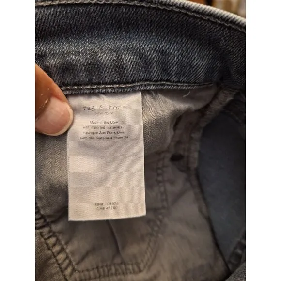 RAG &amp; BONE NEW YORK Fit 2 Slim Jeans Men's 38 Grey Button Fly Straight Stretch