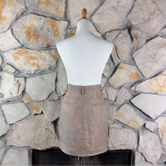 Ralph Lauren Blue Label c. 1980s Linen Skirt Birch &amp; Ivory Tweed | 8